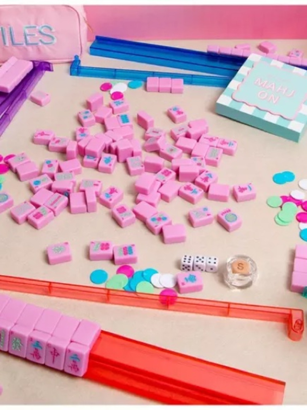 Pink Mahjong Tile Set – With Racks 152 American Mah Jongg with Jokers New Sealed